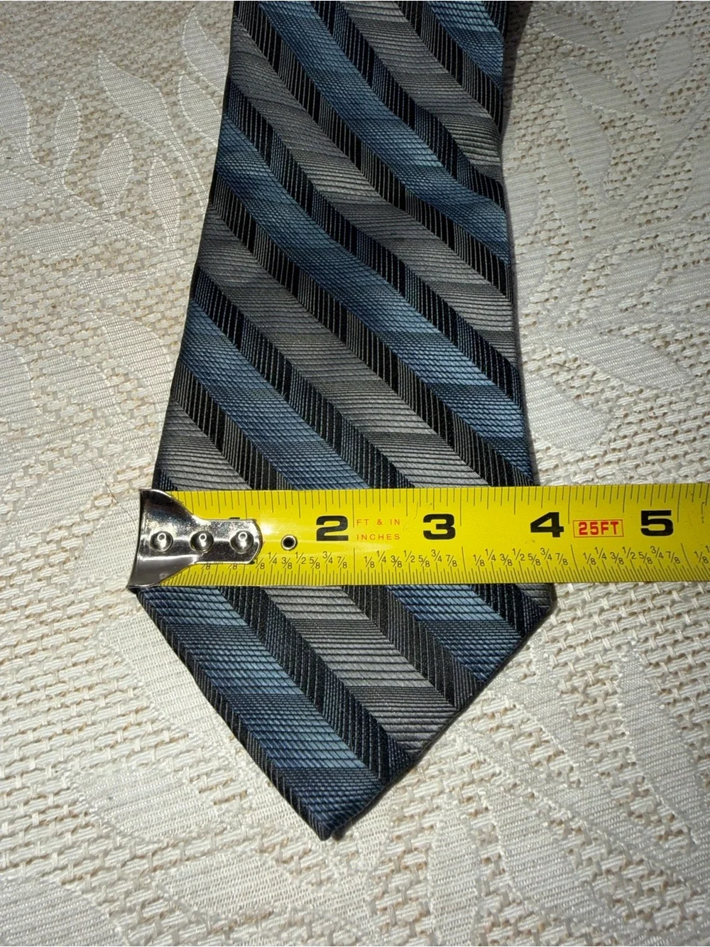 Joseph & Feiss International 100% Men's Diagonal Stripe Tie in Gray and Blue